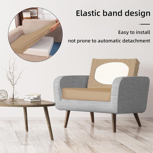 BIETYONE Outdoor Couch Cushion Covers - 8Pcs Washable & Reusable Patio Furniture Protectors | Khaki