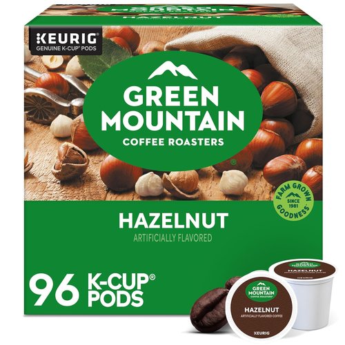 Green Mountain Coffee Roasters Hazelnut Coffee - Light Roast K-Cup Pods, 96 Count for Keurig