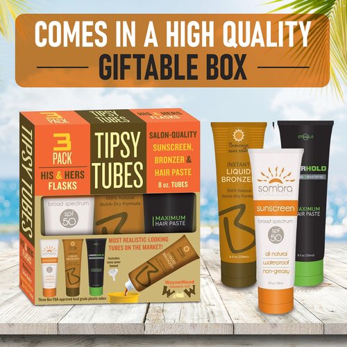 Hidden Flasks for Liquor For Women and Men - Discreet Hidden Sunscreen Alcohol Flask for Cruise, Events and Concerts | Secret Flasks for Liquor and Booze with Pour Spout | 24oz | Tipsy Tubes