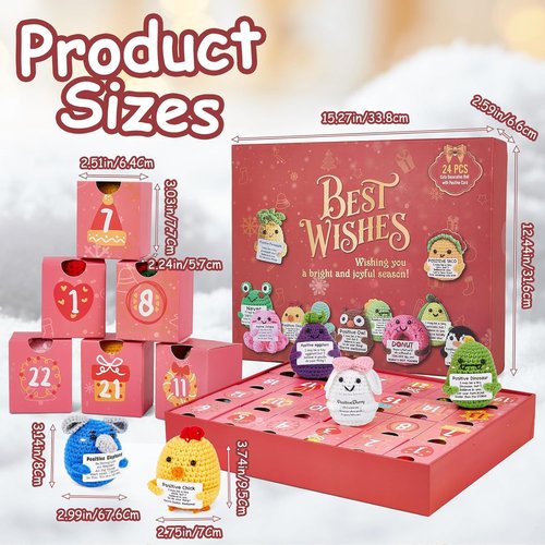 Advent Calendar 2025 - 24-Day Positive Crochet Animals Countdown | Handmade Emotional Support Toys for Kids & Adults