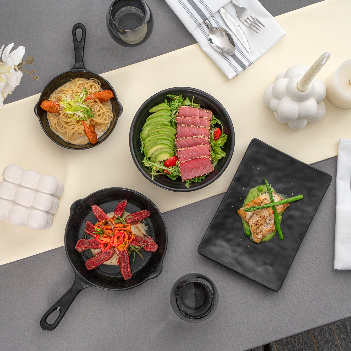 Restaurantware Voga 27 Ounce Soup Bowls 2 Large Pho Bowls - Faux Stone Serve Noodles Salads Or Pastas Black Melamine Ramen Bowls Shatterproof Dishwashable Asian Style Bowls