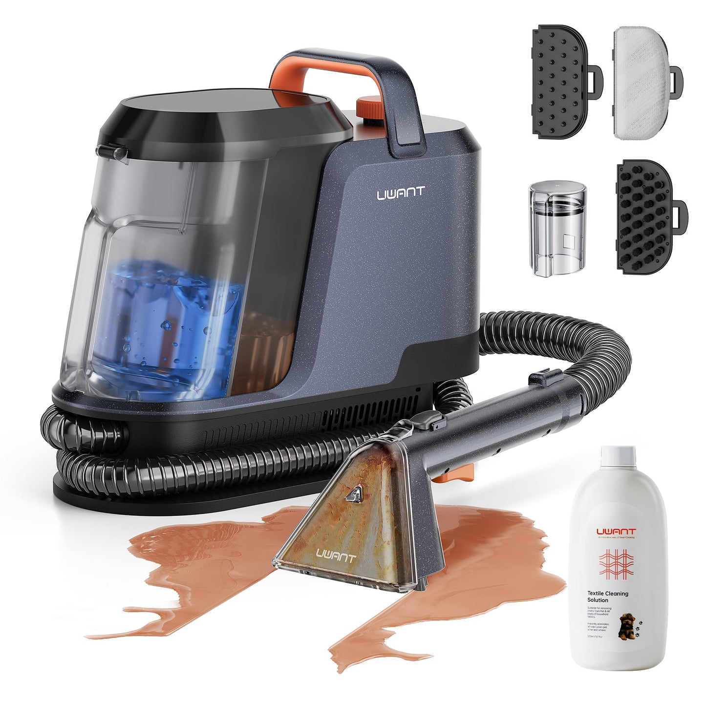 Uwant Portable Carpet and Upholstery for Deep Cleaner, 18Kpa Carpet Cleaner Machine for Cars, Pets with Cleaning Tool and Self Cleaning for Spot, Rug, Couch Set of 1