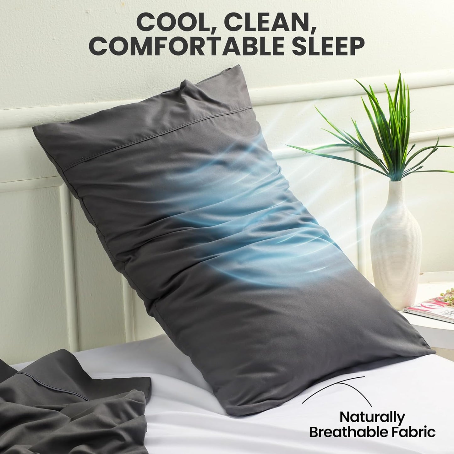 Utopia Bedding Pillow Cases - Soft Brushed Microfiber | Queen Size 2-Pack, Oeko-TEX Certified, 20x26 Inches (Grey)