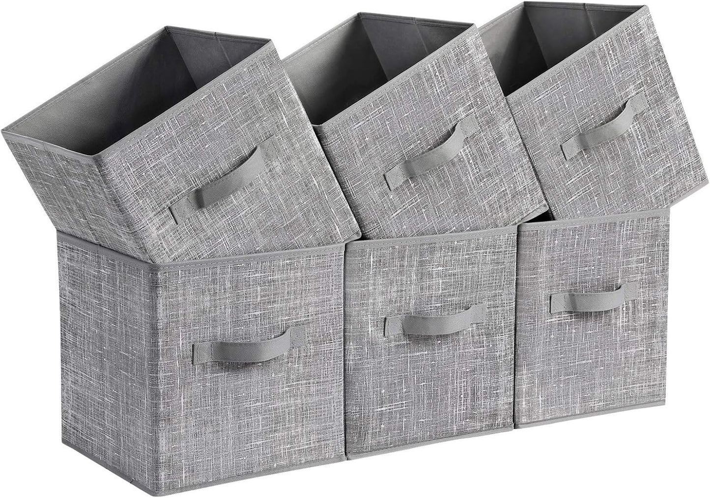 SONGMICS Storage Cubes - 11-Inch Foldable Non-Woven Fabric Bins with Double Handles | Set of 6 in Cattail Gray