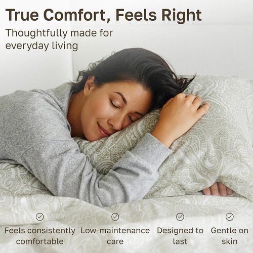 California Design Den 100% Cotton Queen Sheets - 400 TC Award-Winning Sateen Finish, Deep Pockets, Paisley Beige