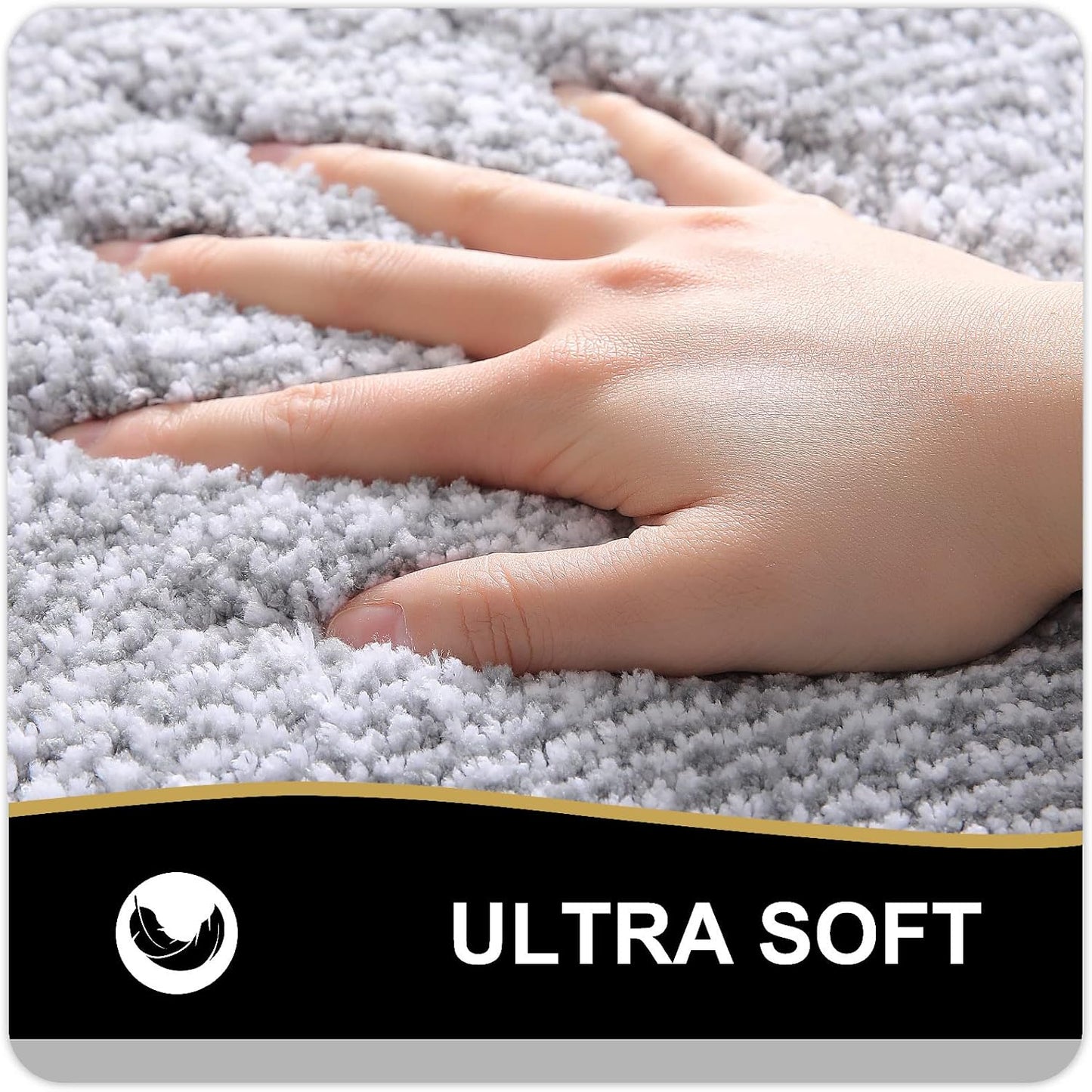 OLANLY Microfiber Bath Mat - Extra Soft, Absorbent & Non-Slip | 24x16 Inches, Quick Dry, Grey