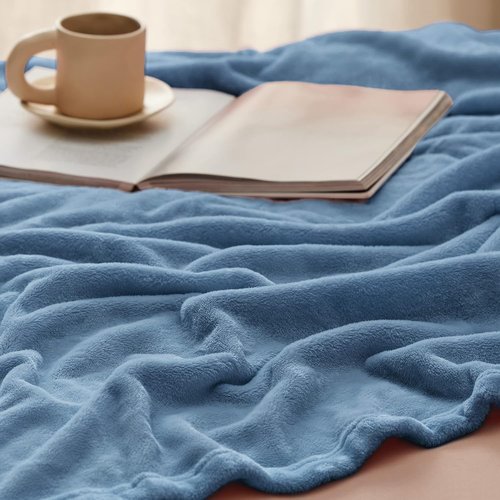Bedsure GentleSoft Fleece Blanket - King Size Washed Blue, Soft & Cozy Lightweight Microfiber, 108x90 Inches