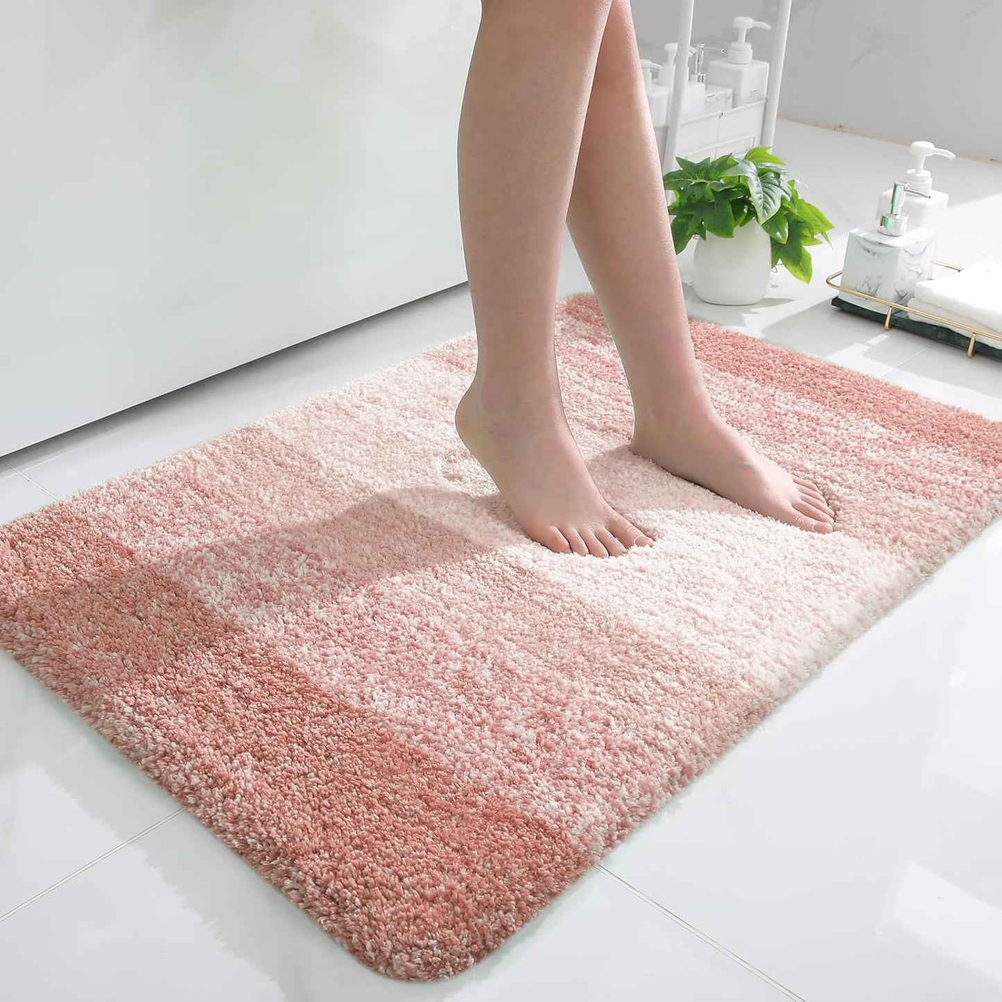 OLANLY Bathroom Rugs - Extra Soft Microfiber Mat | Quick-Dry, Machine Washable, 36x24, Peach