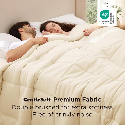 Bedsure Comforter Duvet Insert - Oversized Queen All-Season Quilted Down Alternative Bedding | Cream 98 x 98 Inches