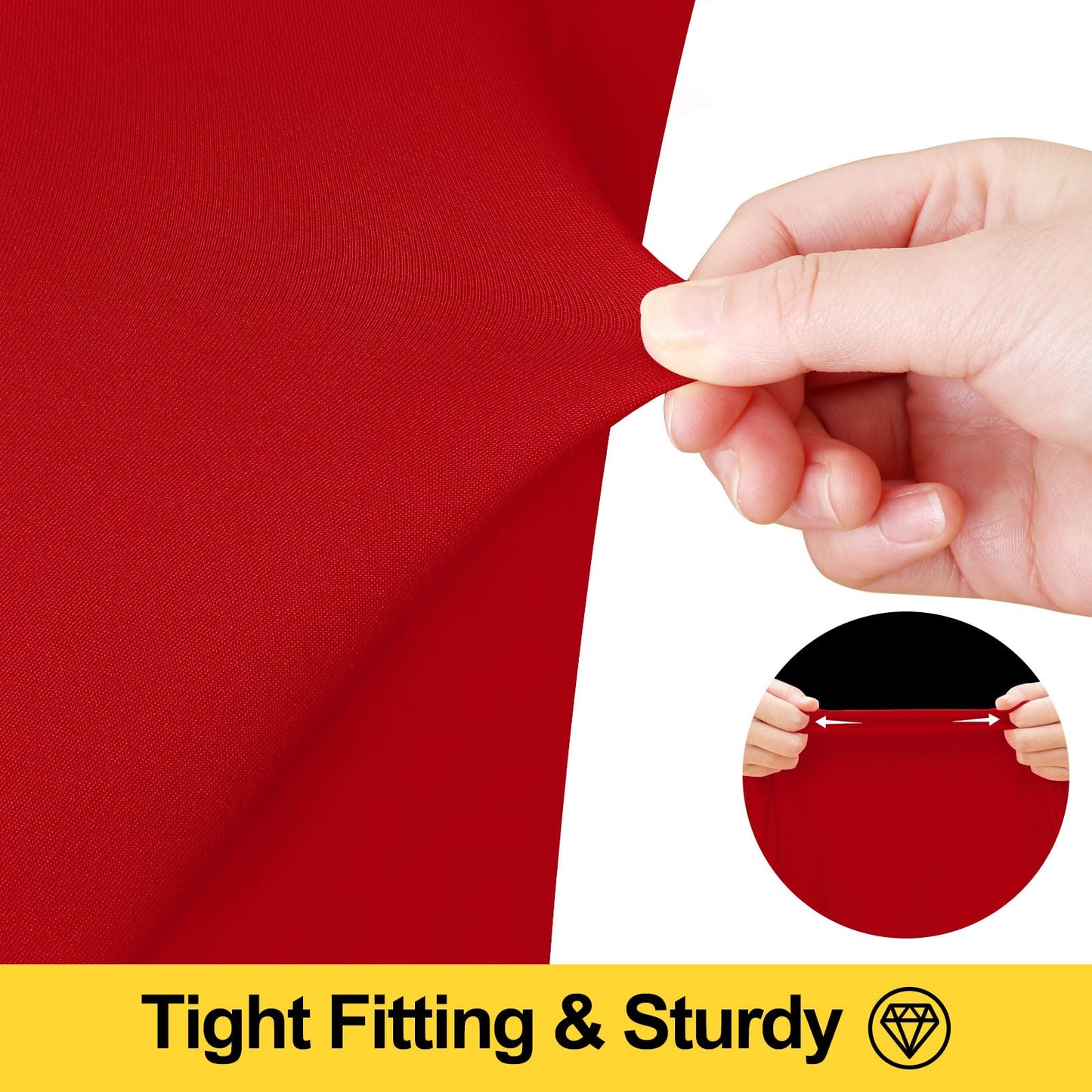 Smiry Spandex Tablecloth 2 Pack, Elastic Fitted Stretch Tablecloth for 8FT Rectangle Tables, Waterproof Washable Table Cover Skirt for Outdoor, Wedding, Banquet & Parties (Red, 96Lx30Wx30H Inch)