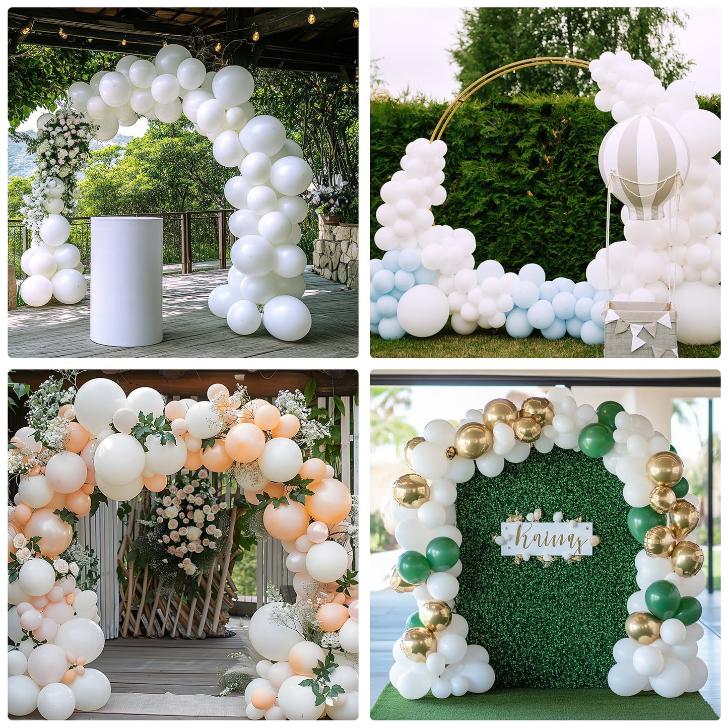 RUBFAC 135pcs White Balloons Different Sizes 18 12 10 5 Inch for Garland Arch, Latex Balloon for Wedding Birthday Party Baby Shower Anniversary Baptism Decorations