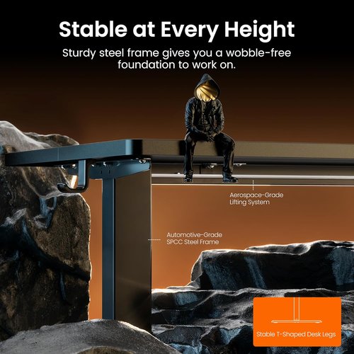 ErGear Electric Standing Desk - Height Adjustable Sit-Stand Home Office Desk, 48 x 24 Inches, Black
