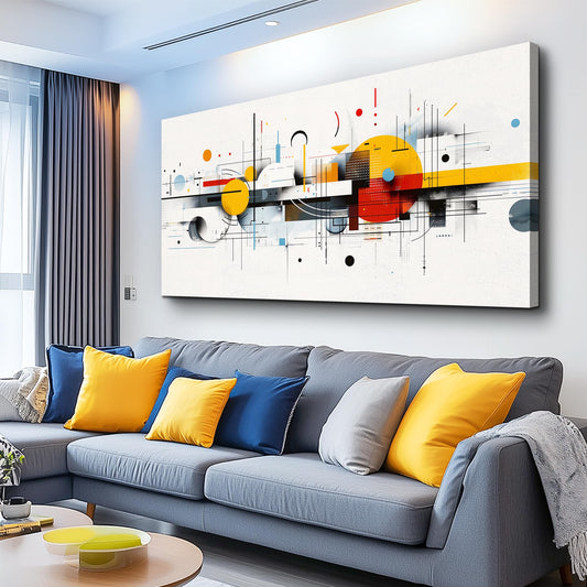 KELIYUAN Wall Decor For Dining Room Abstract Geometry Modern Canvas Print Wall Art Red Yellow Blue Geometry Minimalist Pictures Living Room Decor For Bedroom Office Farmhouse Home Decor 24x48 In
