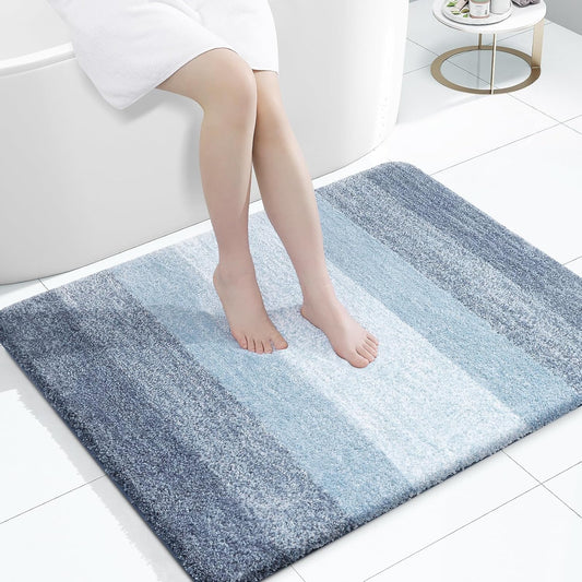 OLANLY Large Bathroom Rugs - Extra Soft Microfiber Mat 40x32 | Quick Dry & Machine Washable, Blue