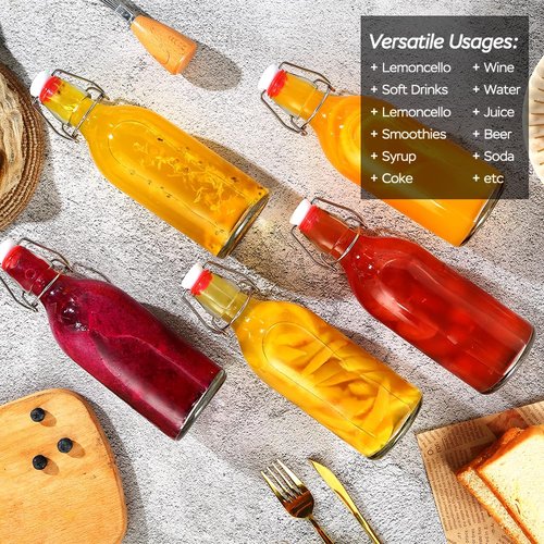 8 Pack flip top glass bottle 12 oz,swing top glass bottles 12oz with airtight lids for home brewing,kombucha,kefir,vanilla extract,beer,oil,vinegar,homemade juices,soda,beverages,2nd fermentation