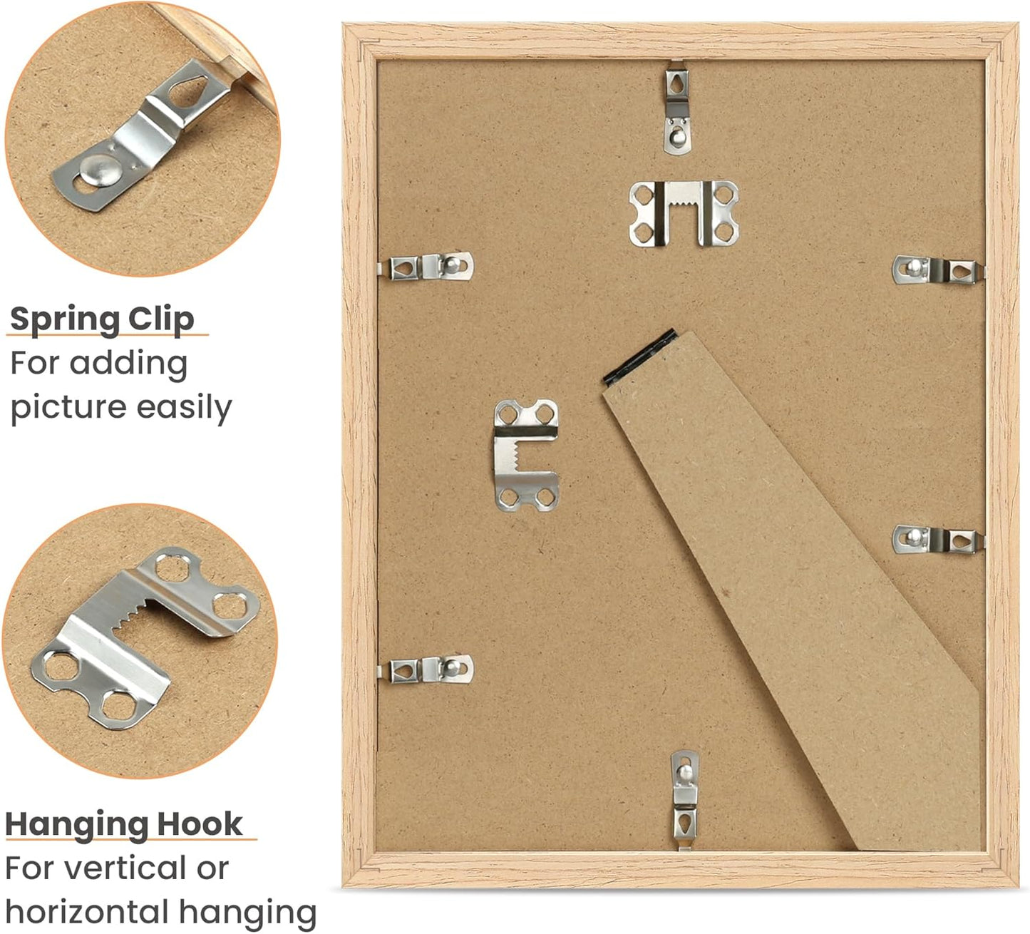 Upsimples 8.5x11 Picture Frame - Natural Solid Wood for Wall or Tabletop Display, 1 Pack