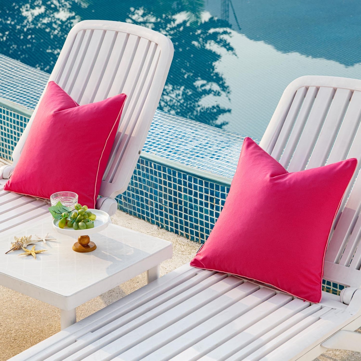 MIULEE Outdoor Waterproof Throw Pillow Covers - Decorative 18x18 Inch Hot Pink Cushion Cases for Patio & Garden