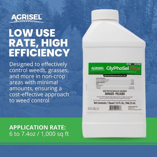 Agrisel GlyPhoSel Plus Weed Killer - Long-Lasting Action for Tough Weeds | 32 Ounces + 3-Pack Gloves