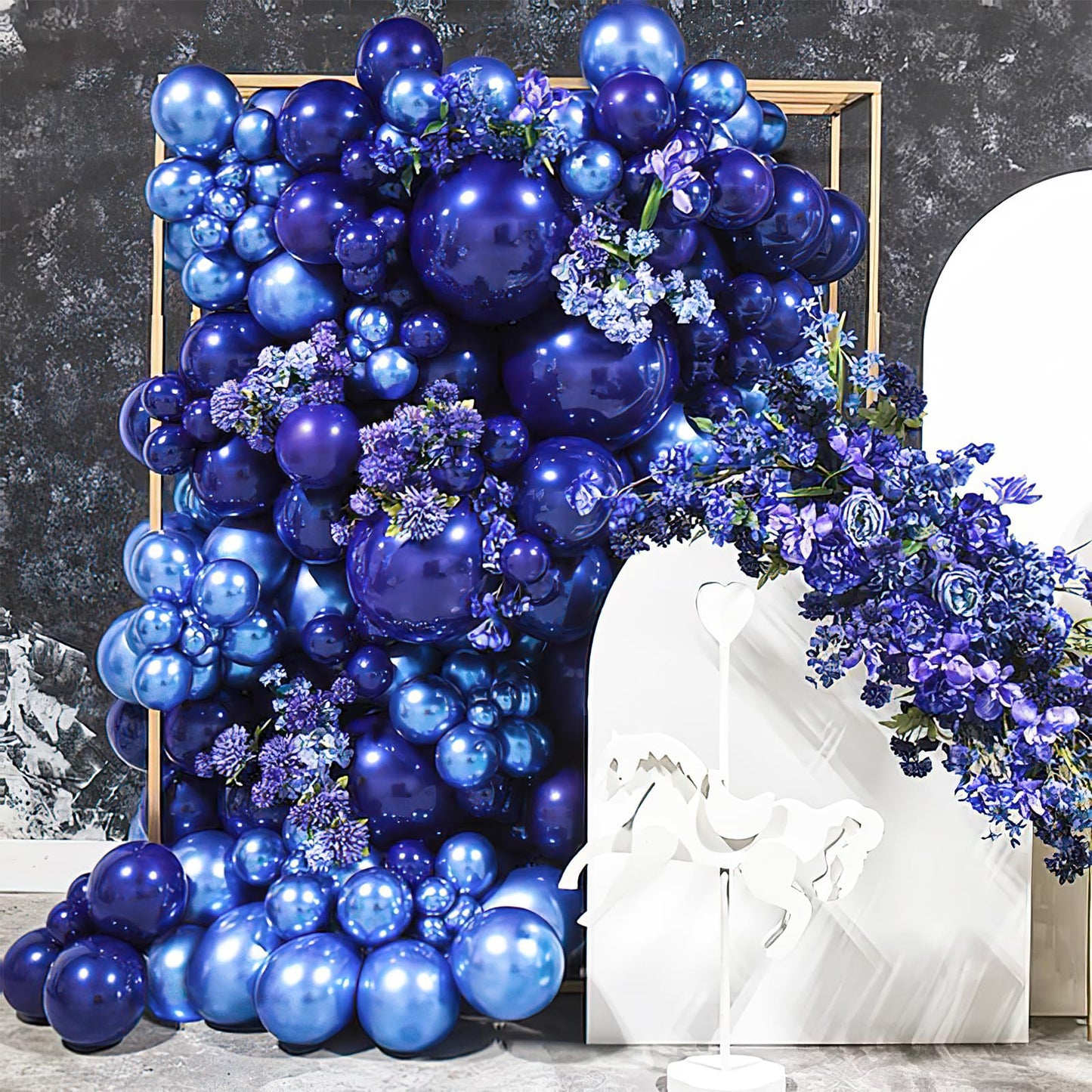 PartyWoo Metallic Blue Balloons 140pcs Different Sizes of 18 12 10 5 Inch Chrome Blue Latex Balloons for Graduation Wedding Baby Shower Wedding Bachelorette Birthday Party Decorations Blue-G106