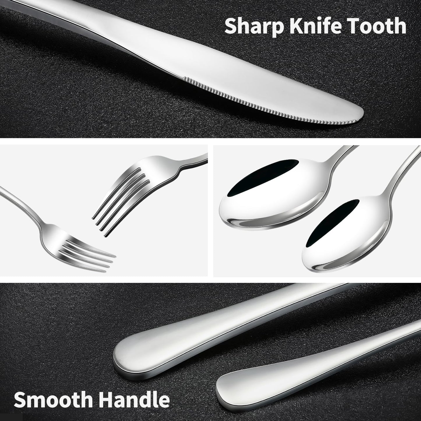 40-Piece Silverware Set, CXJY Stainless Steel Flatware Cutlery Set Service for 8, Utensils Include Knife Fork Spoon, Mirror Polished, Dishwasher Safe