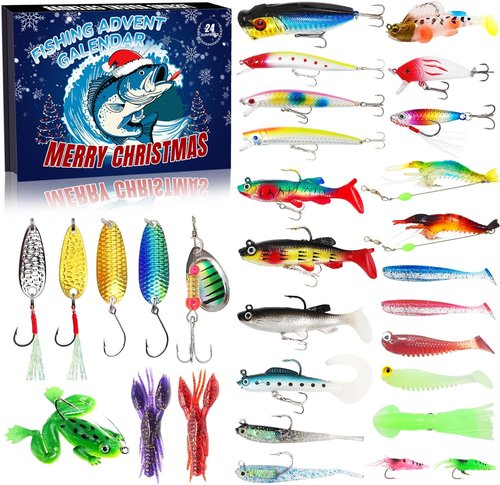 Advent Calendar Fishing Lures Kit - 24 Days Countdown Gift for Men, Teens & Dads | 2026 Christmas