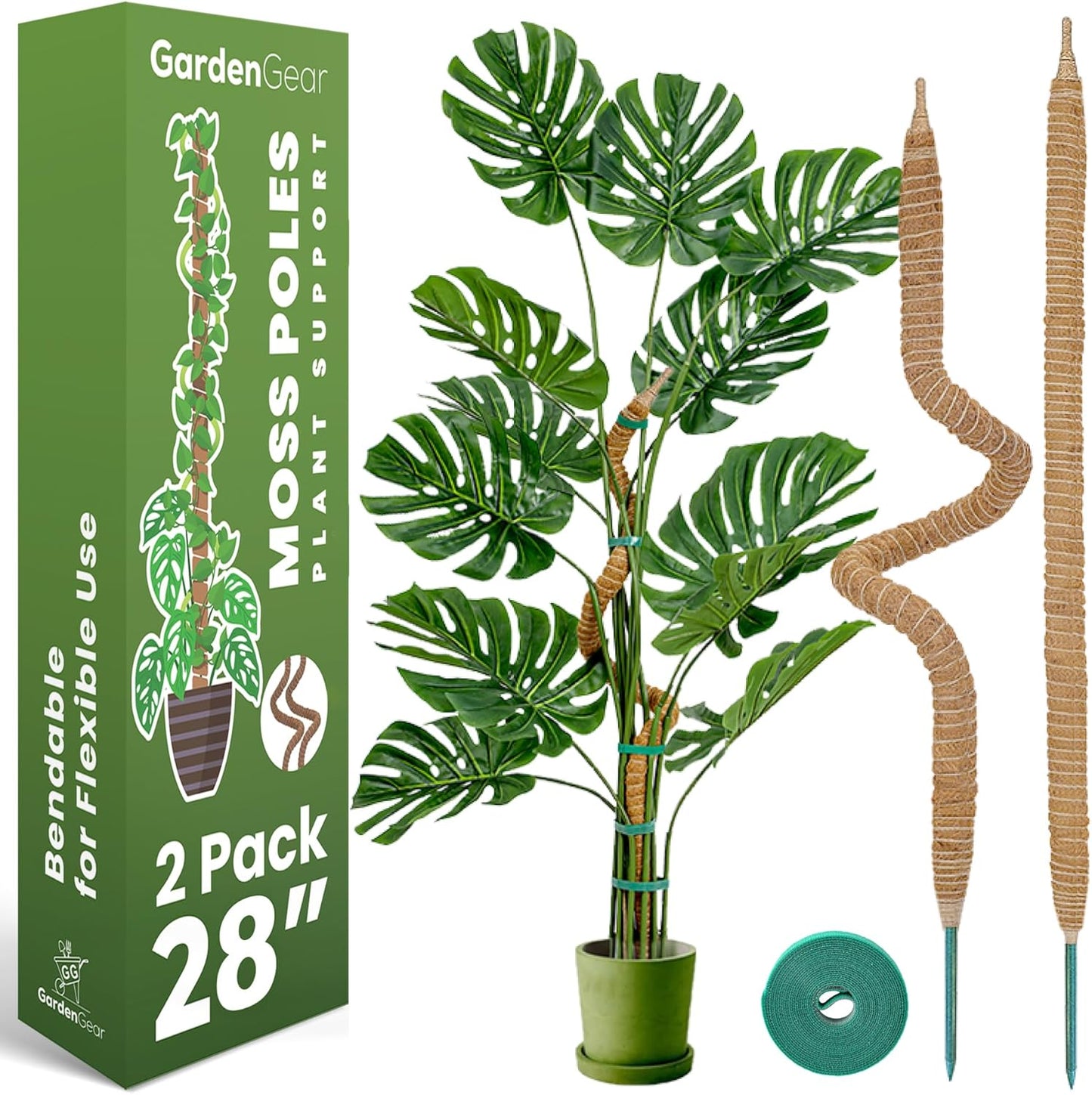Skiennix 28-Inch Bendable Moss Pole | Indoor Plant Support Stakes for Monstera & Climbing Plants