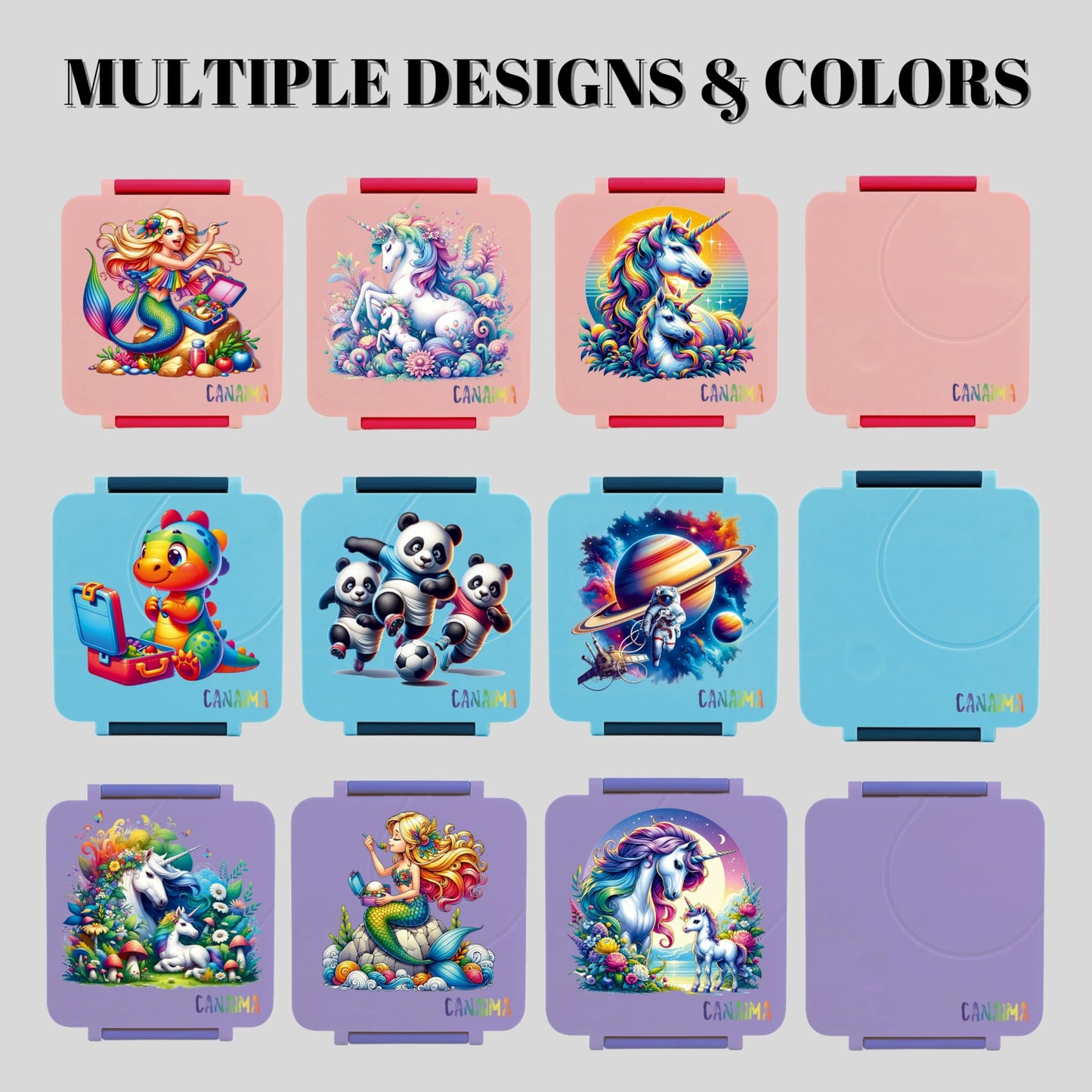CANAIMA Bento Box for Kids with Thermos -1600ml Leak Proof Lunch Box - Amazing Designs - Microwave-Safe, BPA-Free, Easy to Clean Bento Lunch Box for Kids & Adults - School & Office (Purple Mermaid)