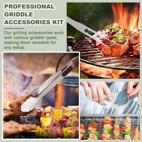 Blackstone 20PCS Griddle Accessories Kit - Flat Top Grill Set with Spatulas, Basting Cover & Burger Press