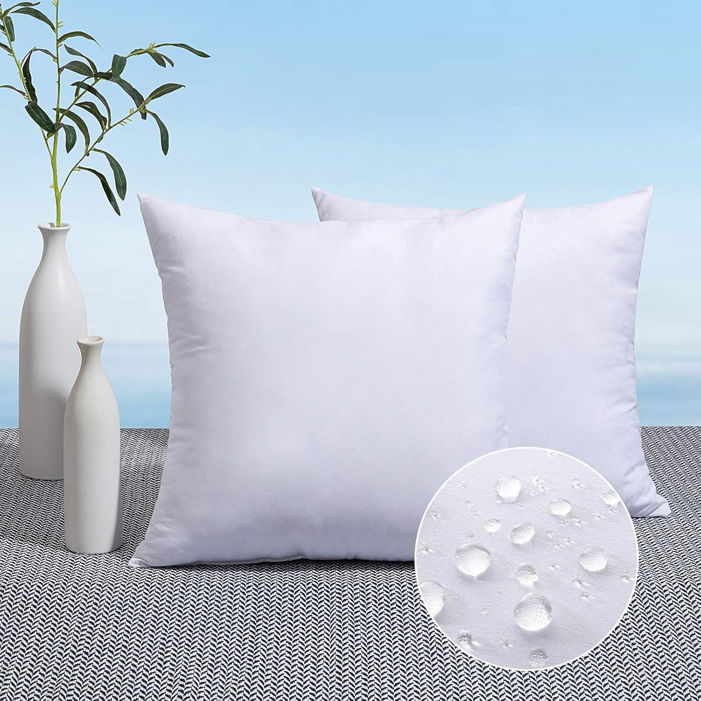 MIULEE Outdoor Pillow Inserts - Water-Resistant Decorative Throw Pillows | Pack of 2, 18x18 Inches