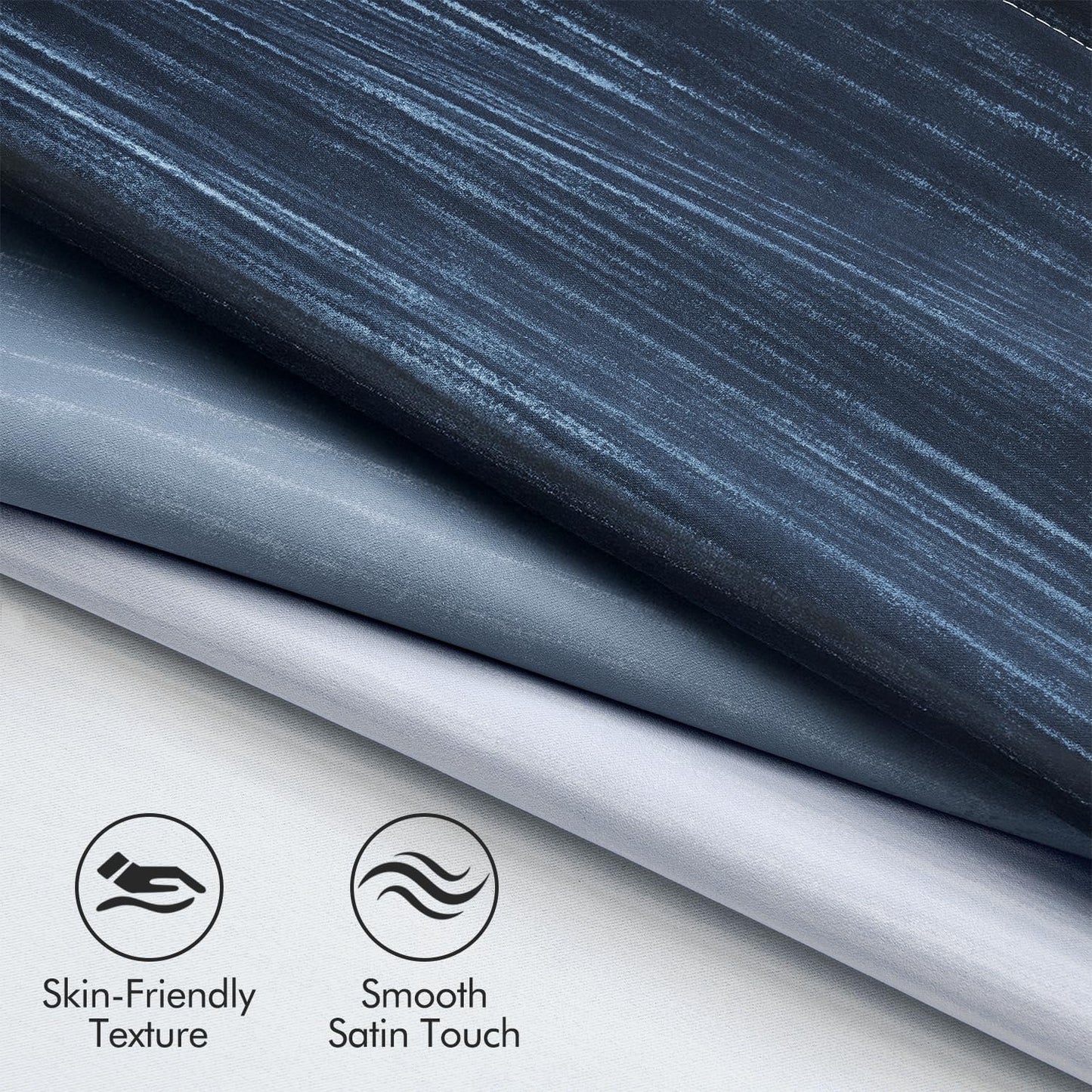 MIULEE Ombre Blackout Curtains - Navy Blue & Grey | Thermal Insulated 84" Drapes for Bedroom & Living Room, Set of 2