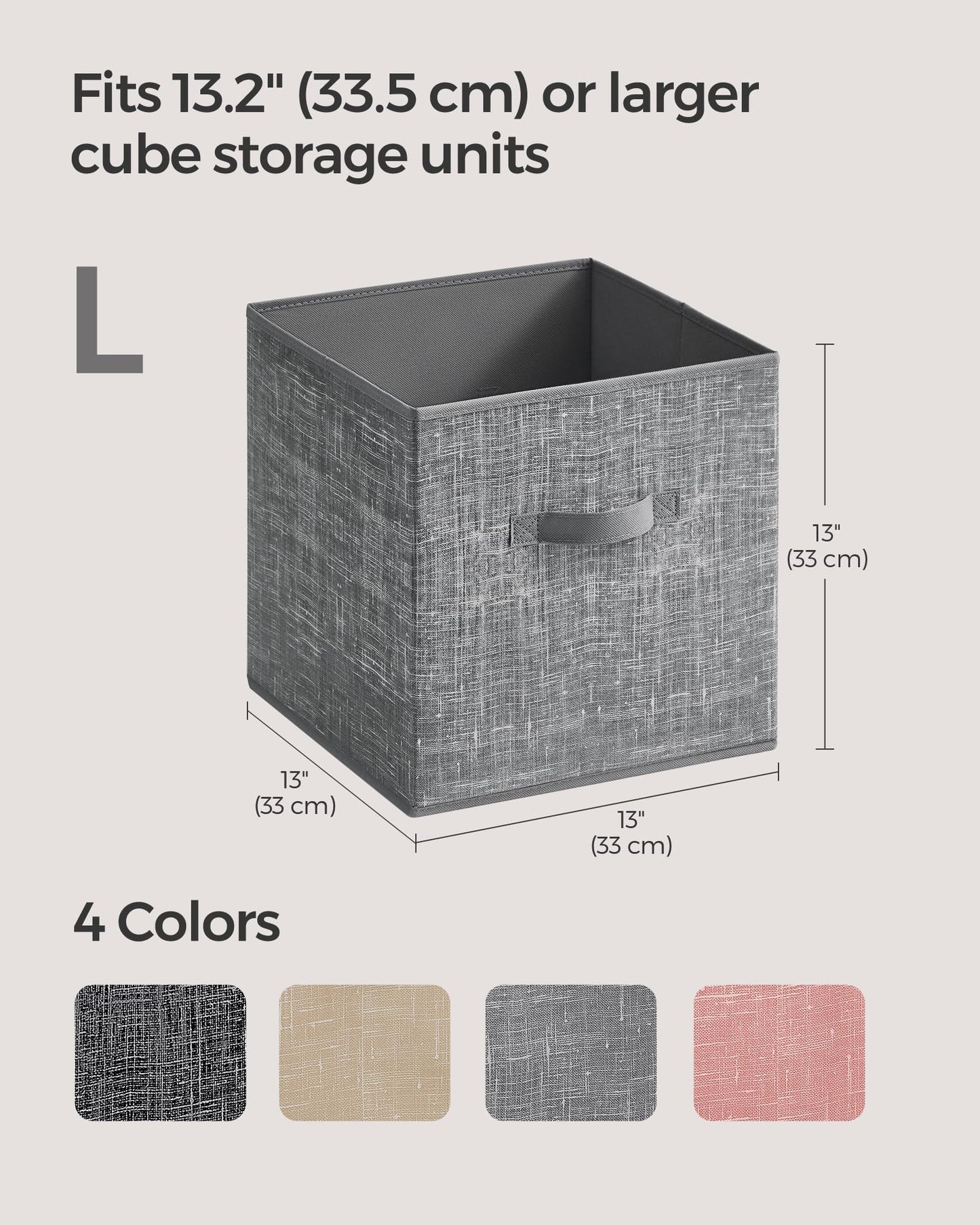 SONGMICS Storage Cubes, 13 x 13 x 13 Inches Non-Woven Fabric Bins with Double Handles, Set of 8, Closet Organizers for Shelves, Foldable, for Clothes, Cattail Gray UROB833G01