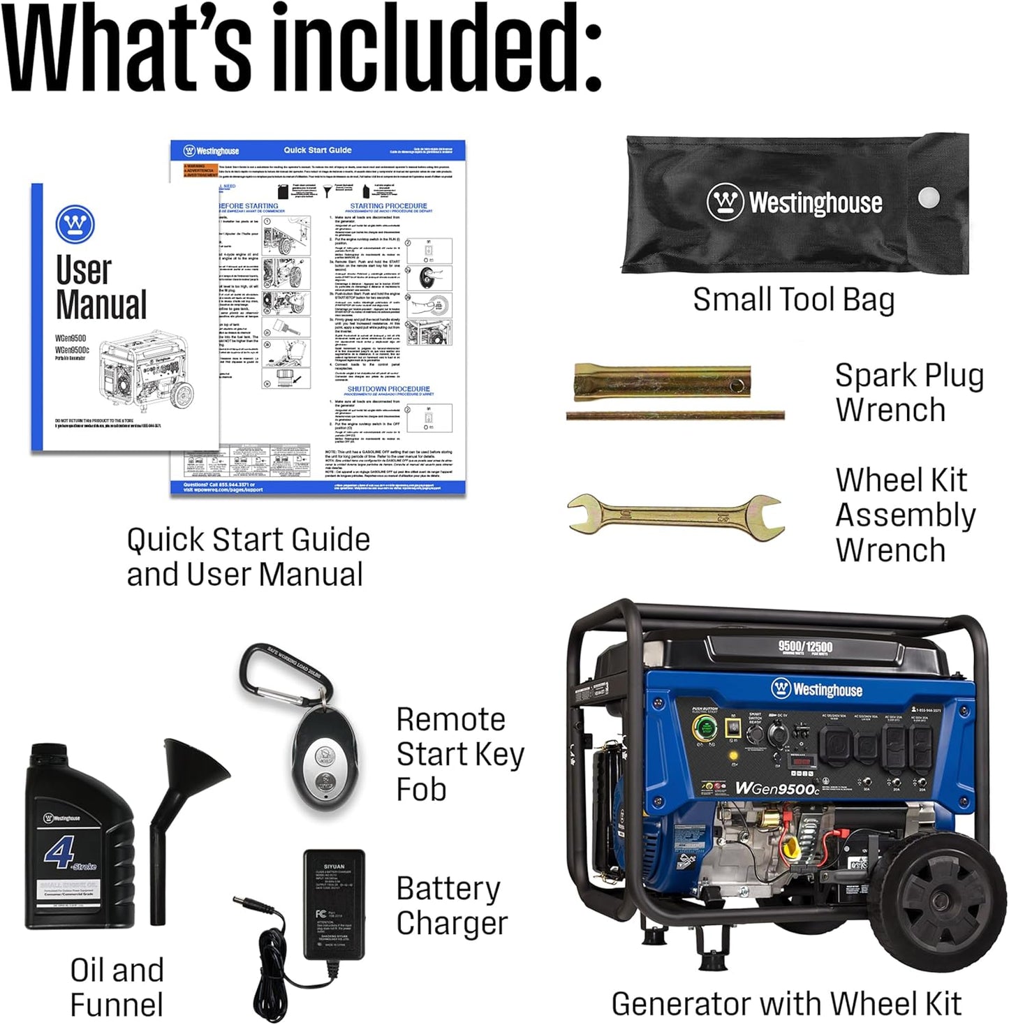 Westinghouse 12500 Peak Watt Portable Generator - Remote Start, Auto Choke, CO Sensor, Gas Powered