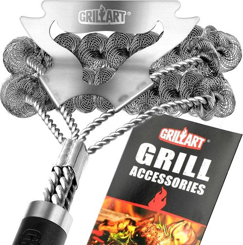 GRILLART Grill Brush - Bristle-Free BBQ Cleaner for Safe Grilling - 18" Stainless Steel Tool