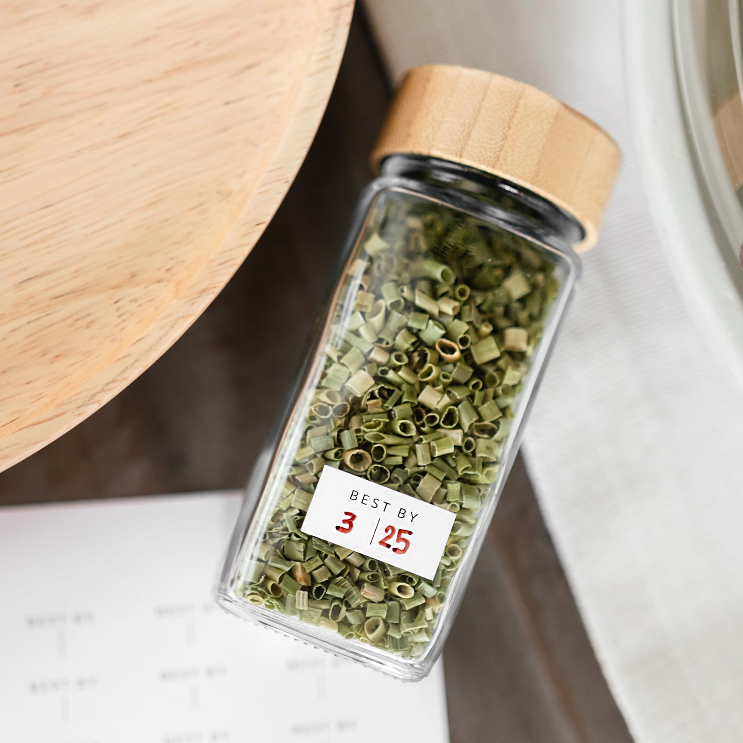 SAVVY & SORTED Glass Spice Jars with Label, 24PK Bamboo Jar Spices Set 4oz, 374 Spice Labels, Pepper Grinder, Empty Herb Seasoning Containers, Funnel and Shaker Lids