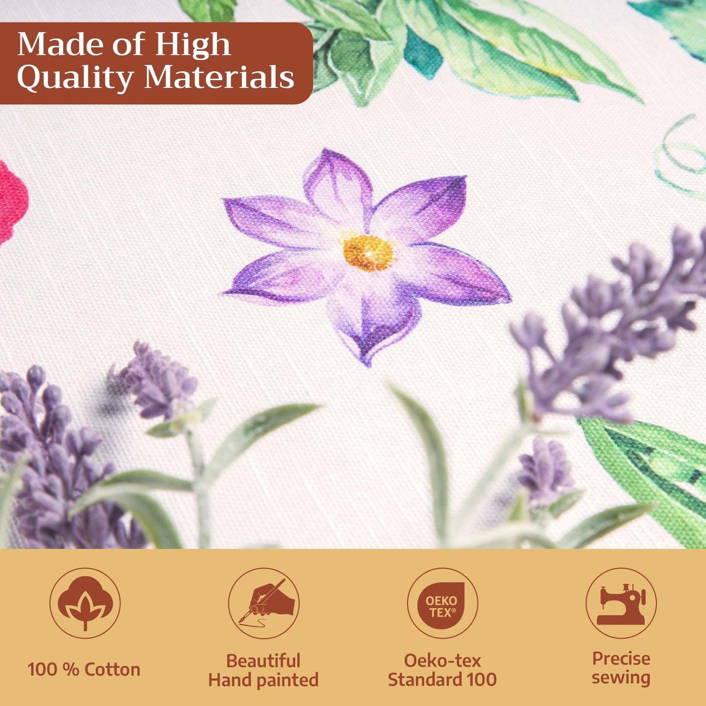 Maison d' Hermine Table Cloth Rectangle Table 100% Cotton 70 x 90 Inches Tablecloth Reusable Decorative for Dining Kitchen Room Farmhouse Home Gifts for Mothers Day Spring Summer - Giverny