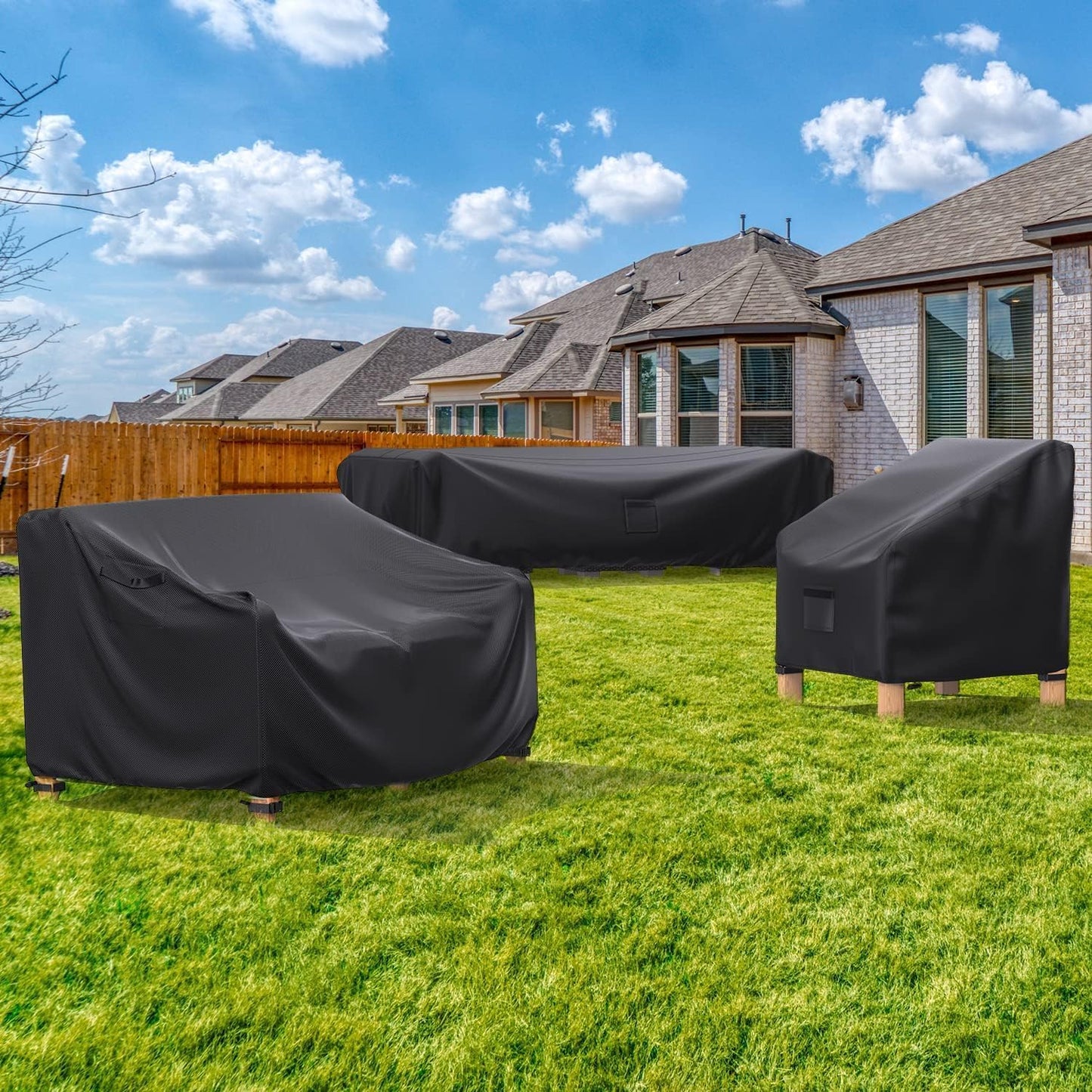 Patio Furniture Covers - Heavy Duty Waterproof Outdoor Sofa & Table Set Cover | 108" L × 82" W × 28" H