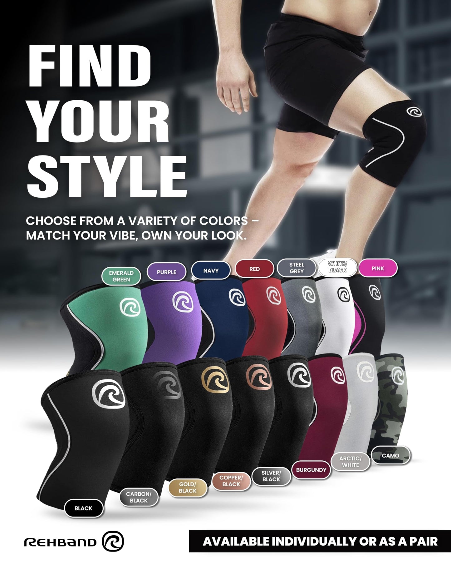 Rehband 5mm Knee Sleeves for Functional Training, Cross-Training & Powerlifting, Weightlifting Knee Support made of Neoprene, Unisex, Colour:Silver/Black - 1 Pair, Size:Medium