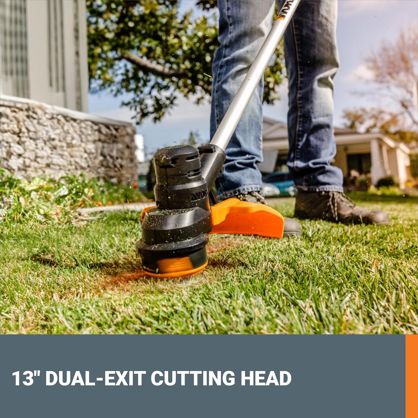 WORX 13'' Cordless String Trimmer - 40V Electric Weed Eater with Dual-Exit Cutting Head & 2 Batteries