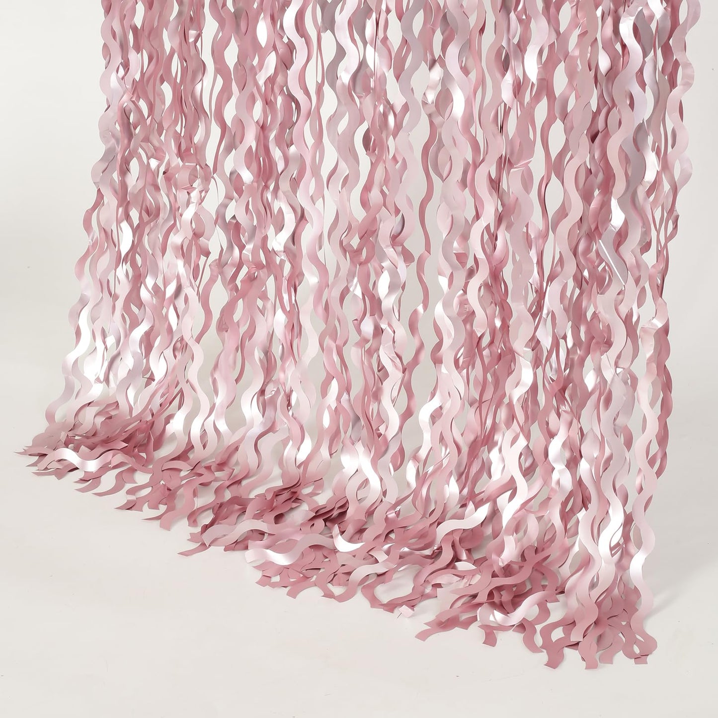 4 Pack 3.3x6.6ft Pink Tinsel Curtain Party Backdrop - Wavy Foil Fringe Curtain Party Streamers for Girl Princess Bachelorette Disco Party Decorations