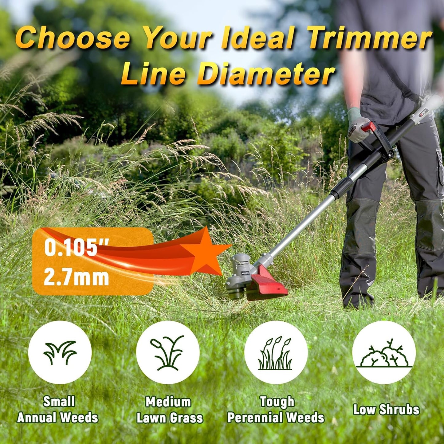 Skiennix String Trimmer Line - Commercial Grade Orange Pentagon Weed Eater String | 0.105" Diameter x 328'