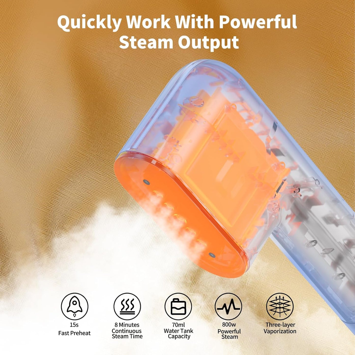 Skiennix Travel Steamer - Portable Handheld Mini Iron for Quick 15s Heat-Up | 800W Fabric Wrinkle Remover