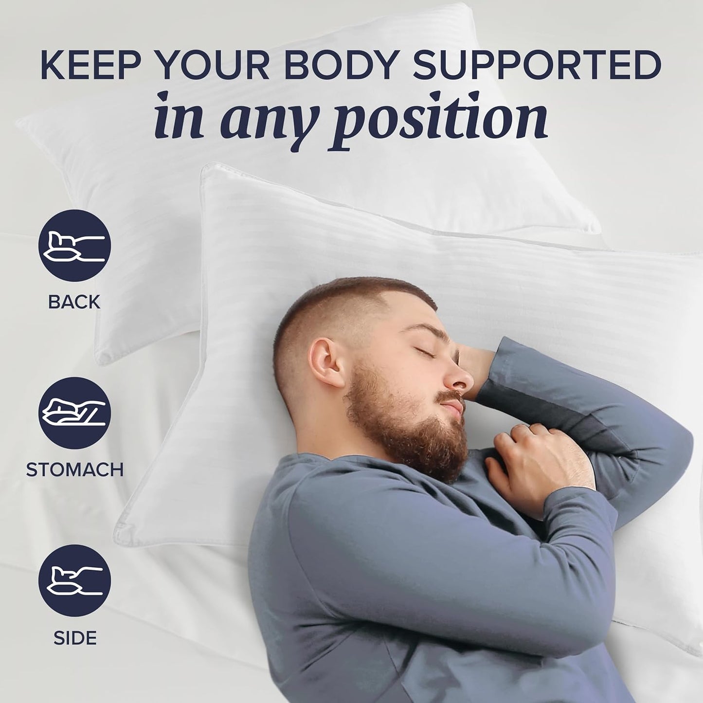 Beckham Hotel Collection King Size Bed Pillows - Set of 2 Down Alternative for All Sleep Positions