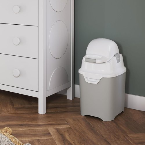 Foundations Mini Diaper Pail - Airtight, Odorless Disposal for Up to 30 Newborn Diapers | Gray