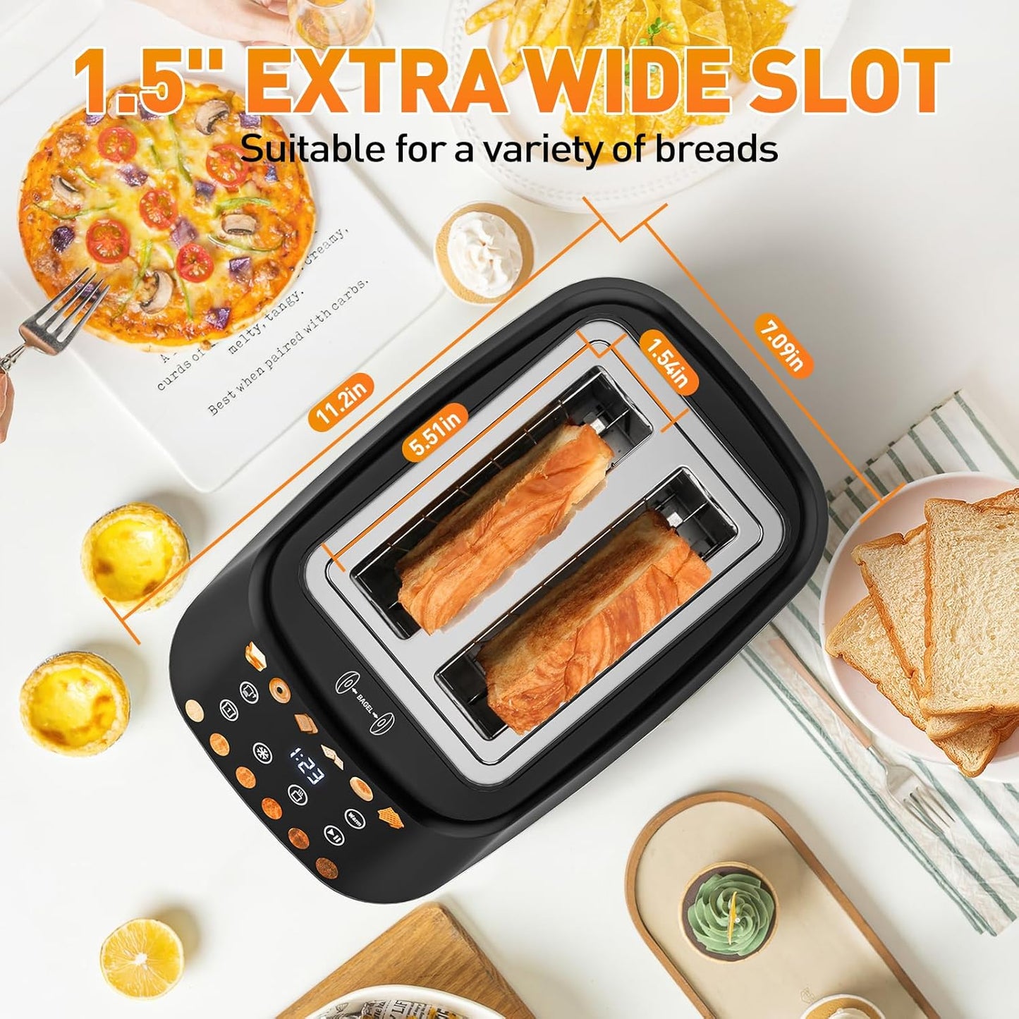 Secura 2 Slice Toaster - Fully Automatic Digital Stainless Steel Design | 6 Browning Levels & Keep Warm Function