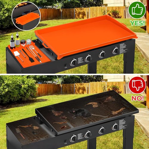 Blackstone 36" Silicone Griddle Mat Set - Food Grade Grill Cover with Spatula & Grease Cup Liner
