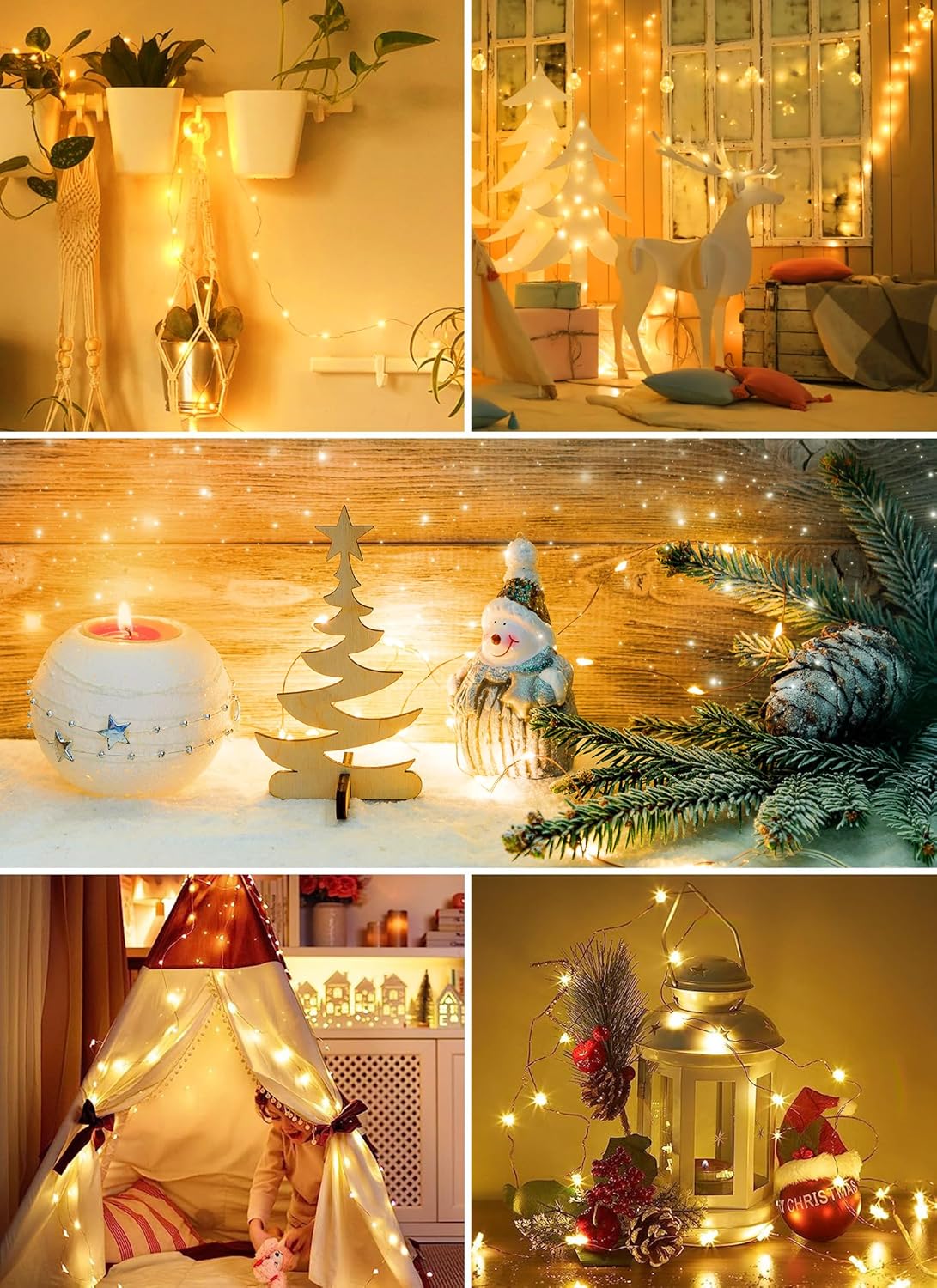Minetom Fairy String Lights - 33Ft 100 LED Battery Operated Copper Wire Twinkle Lights | Waterproof for Weddings & Parties