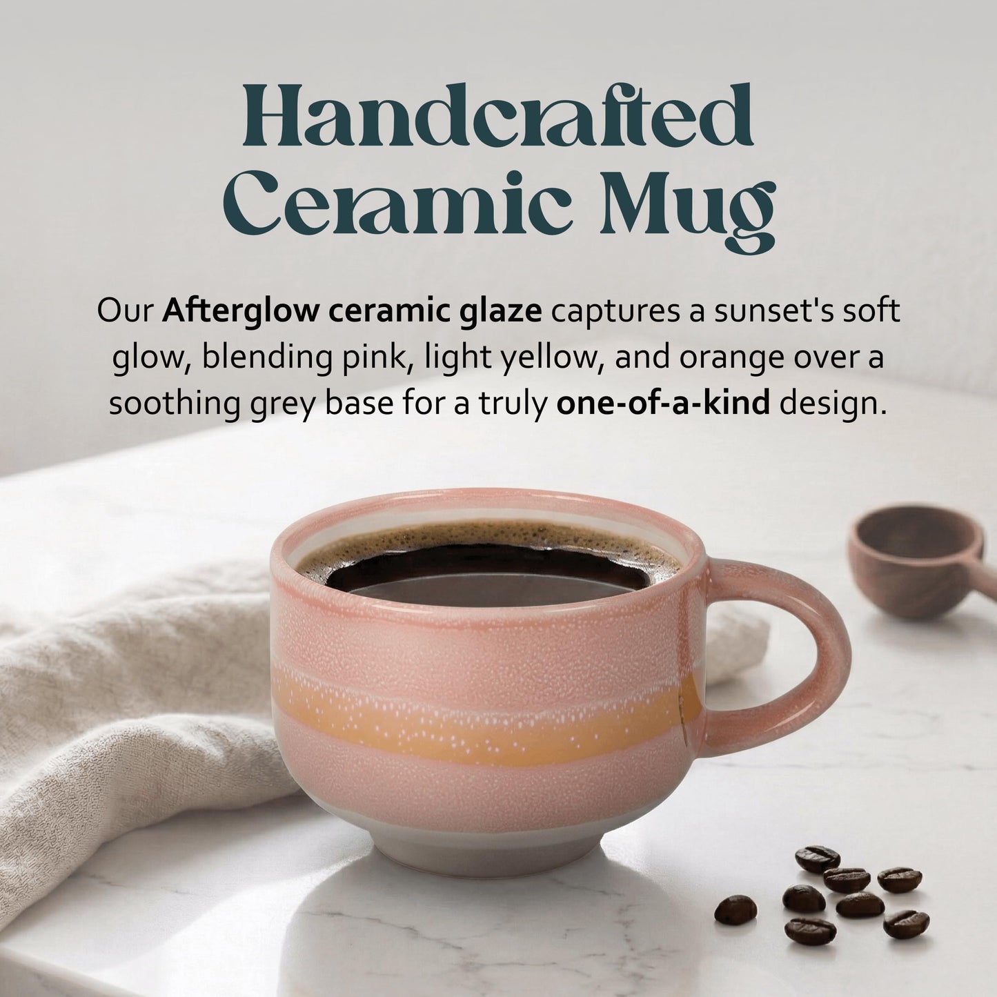 NOVA CERAMICS Large Coffee Mug - Ceramic Coffee Mug - Coffee Cups with Handle - 16 oz Coffee Mugs - Microwave & Dishwasher Safe - Gifts For Women Men Him Her - 16oz - Monsoon
