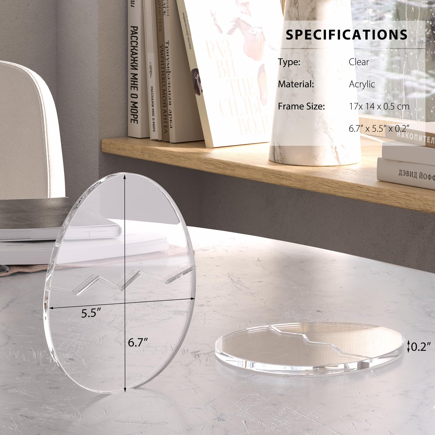 Acrylic Coaster Decorative Plates,Office Desk Accessories, Clear Dinosaur Egg Shape Coffee Cup Decor, Perfect for Tabletop Protection and Display.