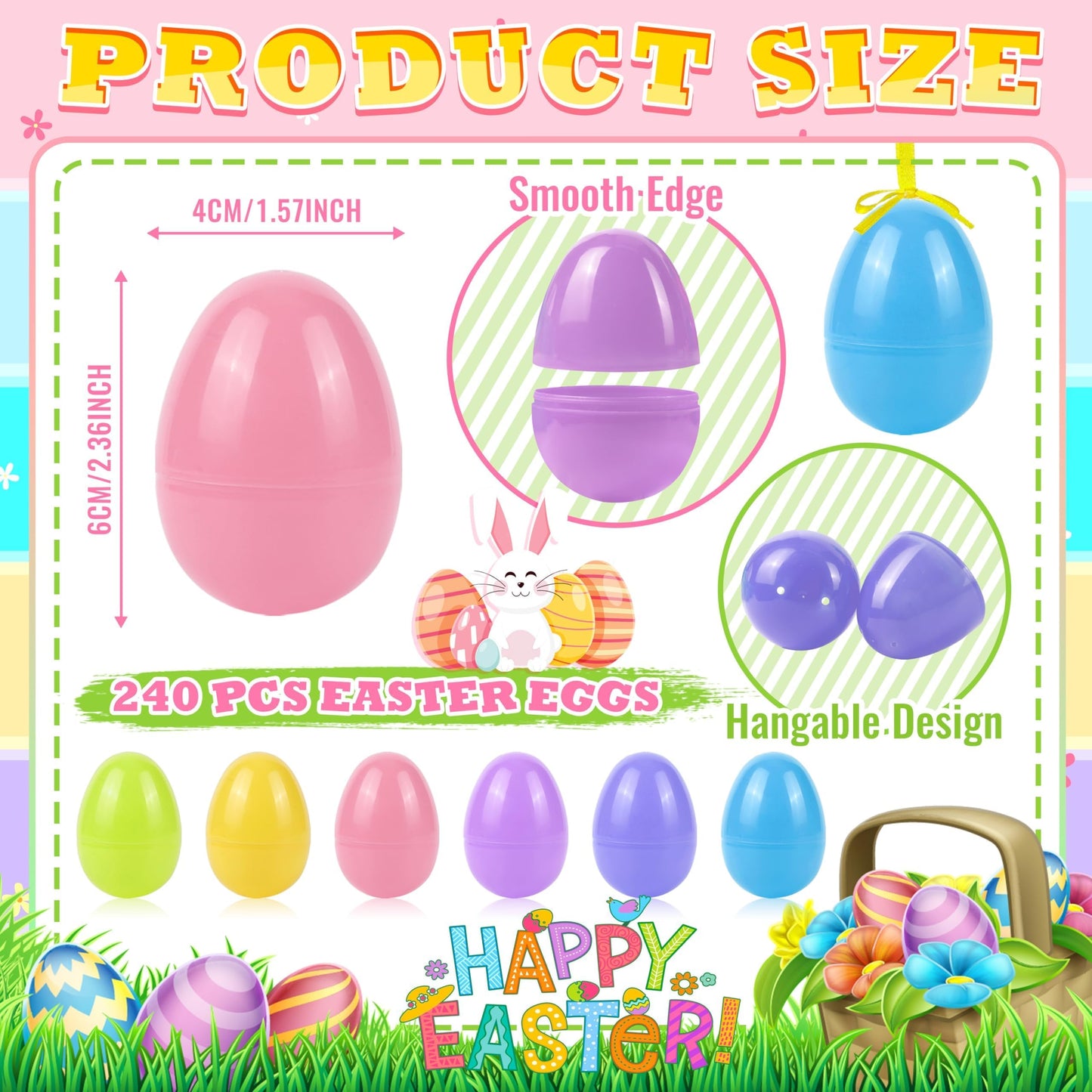 OCTERIC 512Pcs Easter Eggs, 2.3" Fillable Pastel Colors Plastic Easter Eggs Empty for Easter Hunt, Easter Basket Stuffers, Party Favor, Classroom Prize Supplies