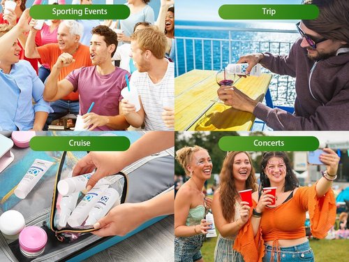 Cruise Sunscreen Bottle Plastic Container - Leak-Proof - Empty Sunscreen Bottle for Cruise Ships Cruises, Concerts, Beach(Style 1)